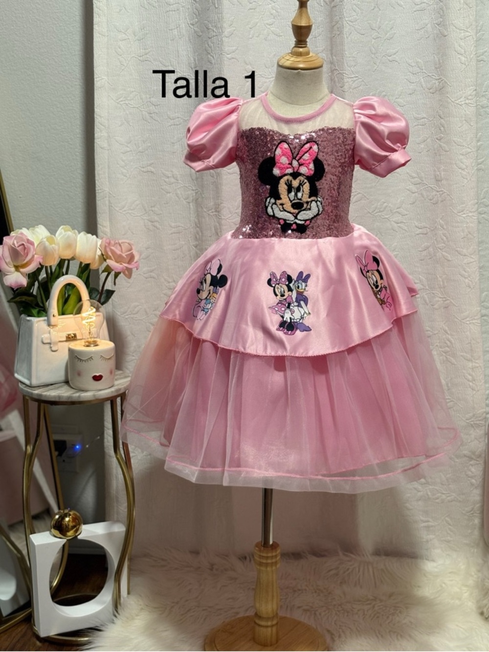 Pink Minnie Mouse Sequin Tulle Dress